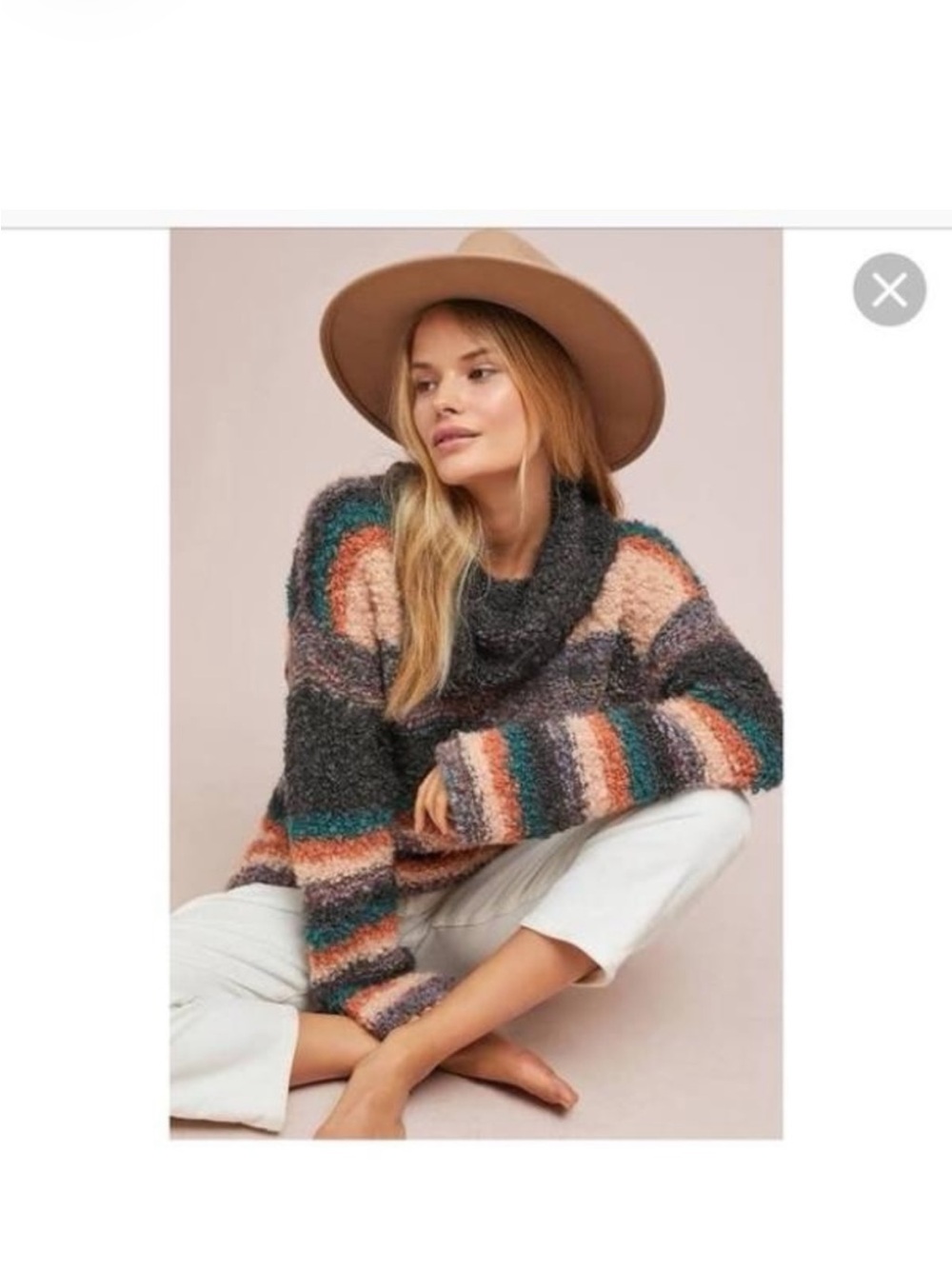 Anthropologie Moth Murray Striped Cowlneck Sweater M
